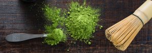 Green matcha tea in its powder form.