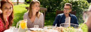 People eating food together promoting healthy digestion