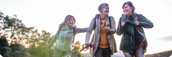 People on a walk after a meal to support healthy digestion.