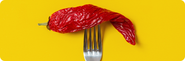 Hot spicy chilli on a fork - trigger foods for asthma and COPD
